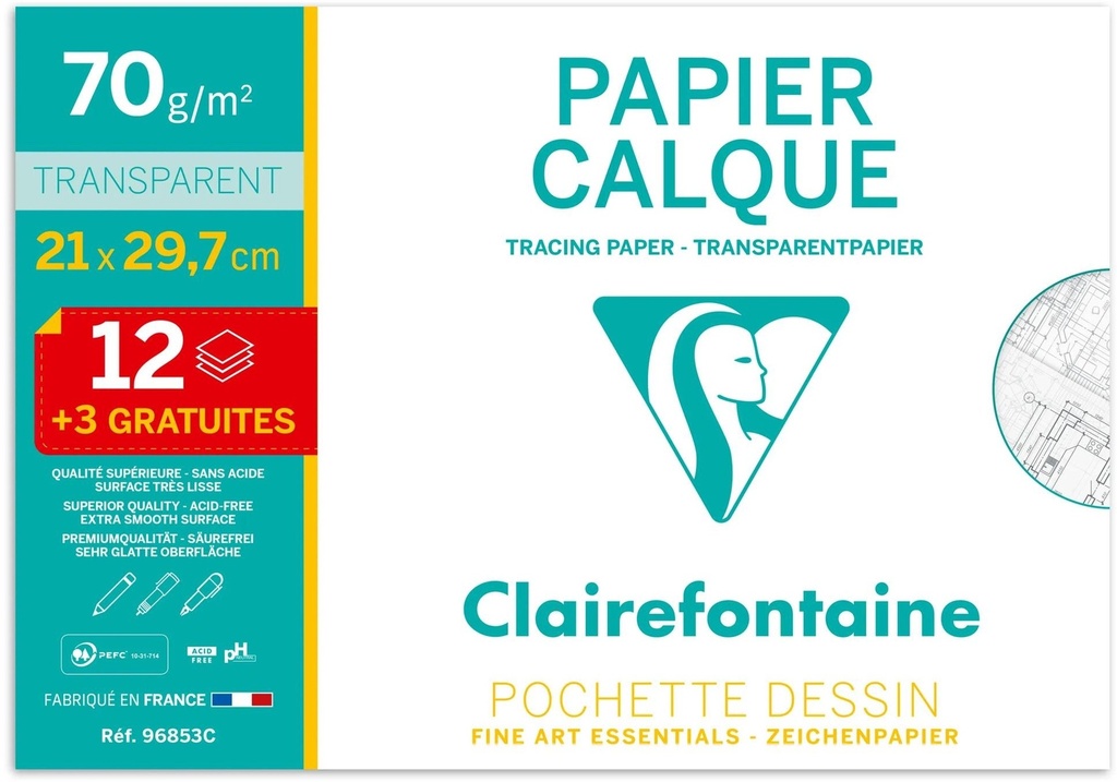 Tracing Paper Pad Of 12 Sh 70Gsm   21X29,7 