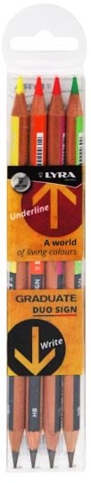 Pencil Graphite And Highlighter Set 4 Double Tip Graduate Duo Sign
