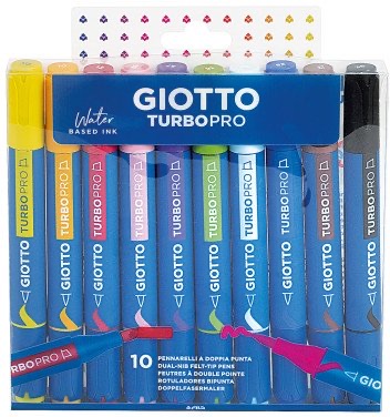 Felt Tip Marker Dou Side Set Of 10 Pcs, Giotto Turbo Pro