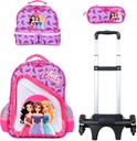 Trolly 3 Wheels Backpack Multi Comp Princess Friends 17"" & L.Bag, P.Case Set