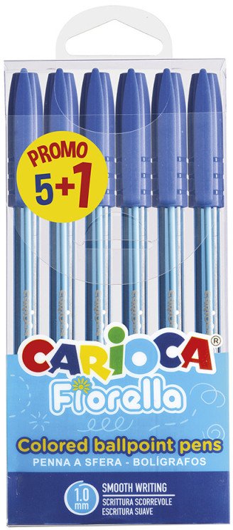 Ball Point Pen 1mm , Set of 4 Pcs Blue Color, Carioca - FIORELLA