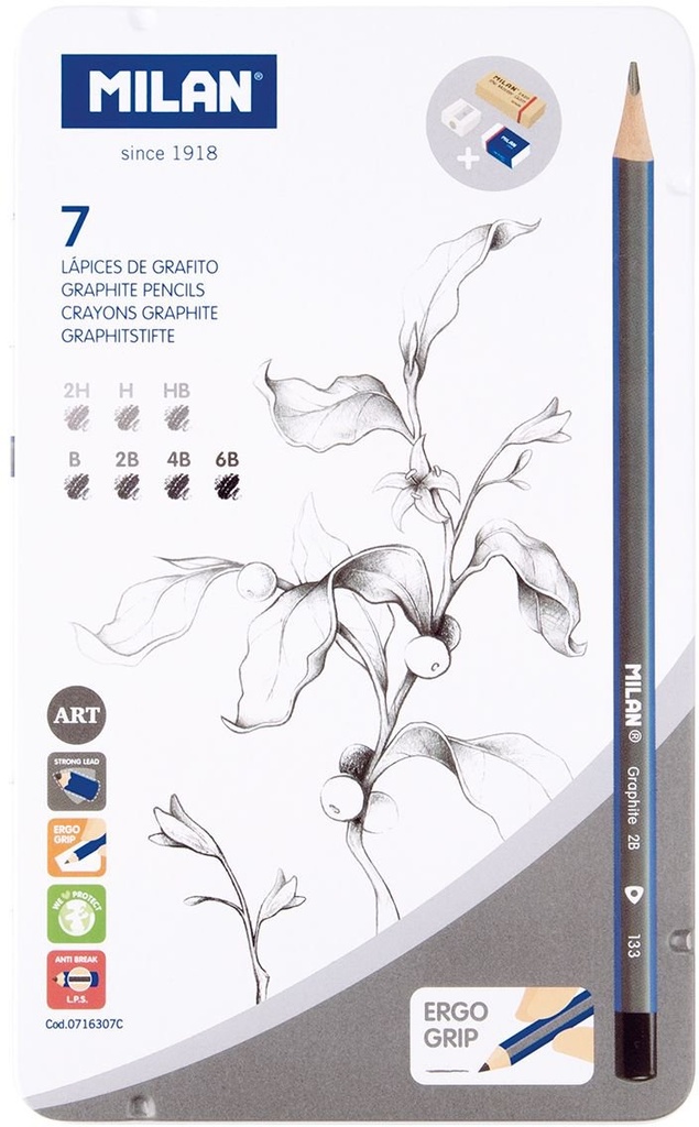 Metal Box 7 Graphite Pencils+Acces.