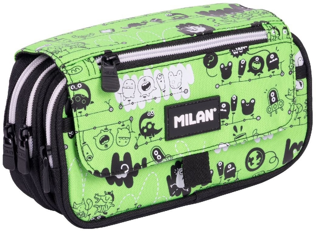 4-Zipper  Pencil Case Tandem With Flap
