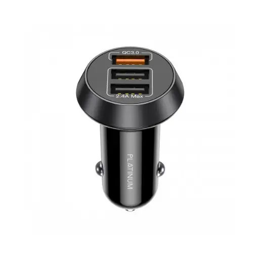 Platinum Smart Series Car Charger Qc + 3In1 Cable - Black(P-Bdclaq3N1) اكسسوارات
