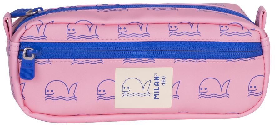Pencil Case Squared 2 Zipper  460 Pink