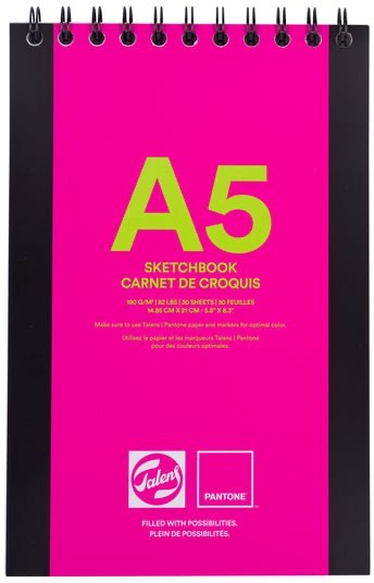 Talens | Pantone sketchbook A5 (14.85 x 21 cm / 5.8”x 8.3”), 30 sheets