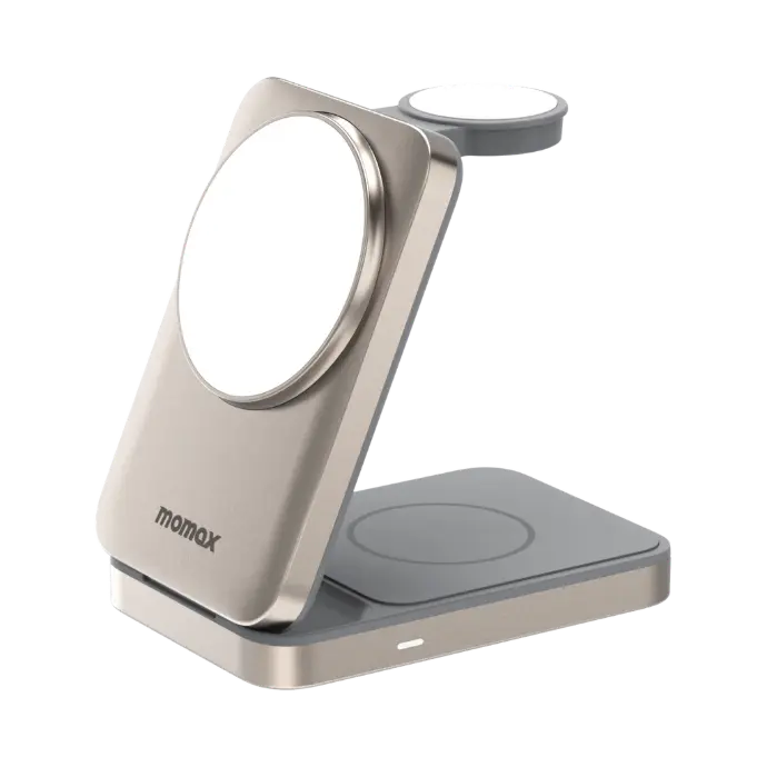 Momax 1-Charge Q.Port Qi 2 15W 3In1 Magnetic Wireless Charging Stand - Titanium
