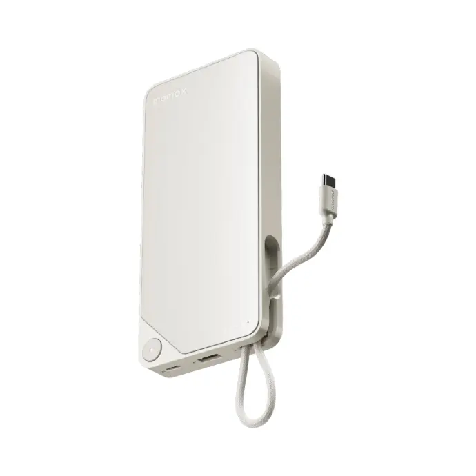 Momax 1-Power X 20000Mah Power Bank With Built-In Usb-C Cable - White