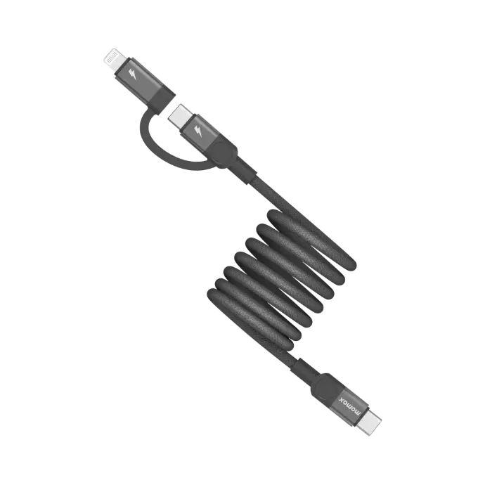 Momax Mag Link Usb-C To C & Lightning Magnetic Cable 1M - Black