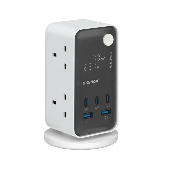 Momax 1-Charge Work Flow 6-Outlet Digital Display Power Tower With Usb