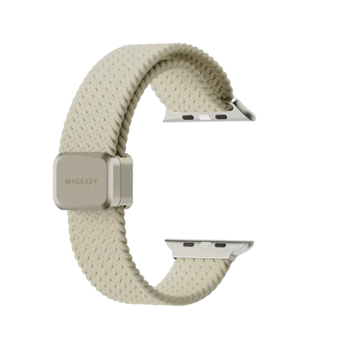 Mageasy Braided Nylon Magnetic Apple Watch Loop For Apple Watch 44/45/46/49Mm-Starlight White