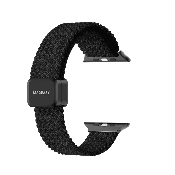 Mageasy Braided Nylon Magnetic Apple Watch Loop For Apple Watch 44/45/46/49Mm-Graphite Gray  White