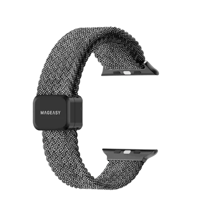 Mageasy Braided Nylon Magnetic Apple Watch Loop For Apple Watch 44/45/46/49Mm-Weave Gray 