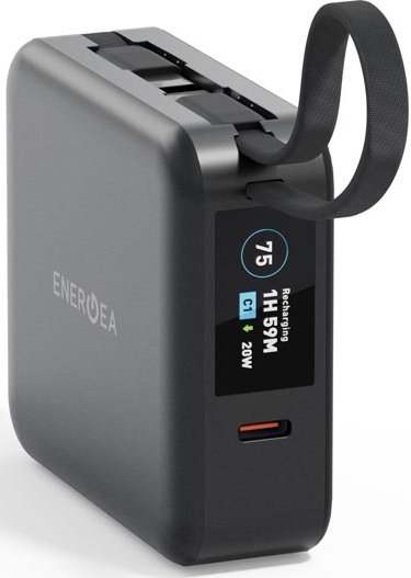 Energea Magpac Mini Plus 10000Mah Magsafe Compatible Power Bank With Built-In C Cables & Display - Black