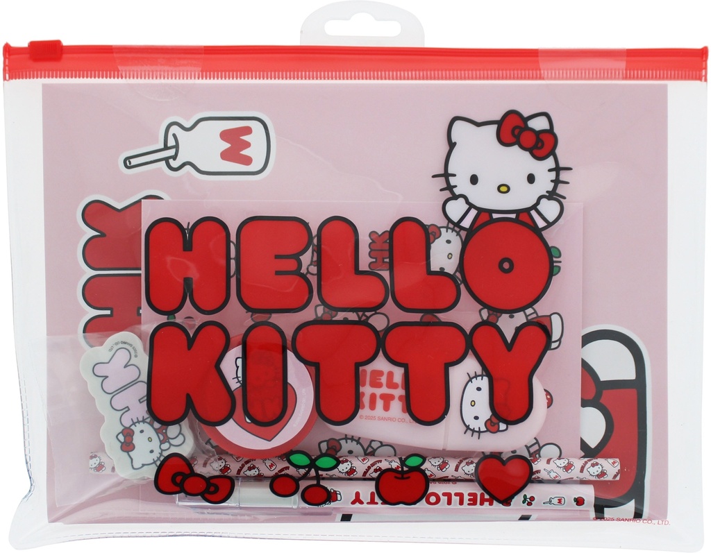 Super Stationery Set Includes A5 Exercise Book, A6 Sticker Sheet, Sharpener, Ballpoint Pen, Pencil, Highlighter And Die Cut Eraser
