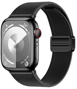 Hoco iWatch WA34 Basic series two-section double magnetic buckle silicone leather strap(38/40/41/42mm) Black