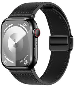 Hoco iWatch WA34 Basic series two-section double magnetic buckle silicone leather strap(44/45/46/49mm) Black