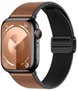 Hoco iWatch WA34 Basic series two-section double magnetic buckle silicone leather strap(44/45/46/49mm) Brown