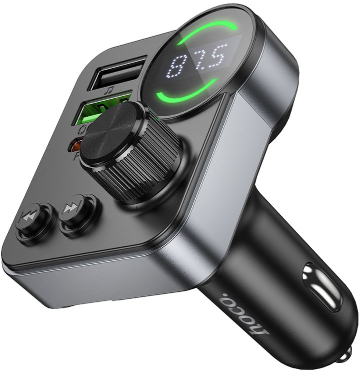 Hoco E86 Alegria 48W dual port PD30W+QC3.0 car BT FM transmitter Black