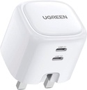 Ugreen Nexode 45W Dual Usb-C Pd Gan Fast Charger Uk (White)