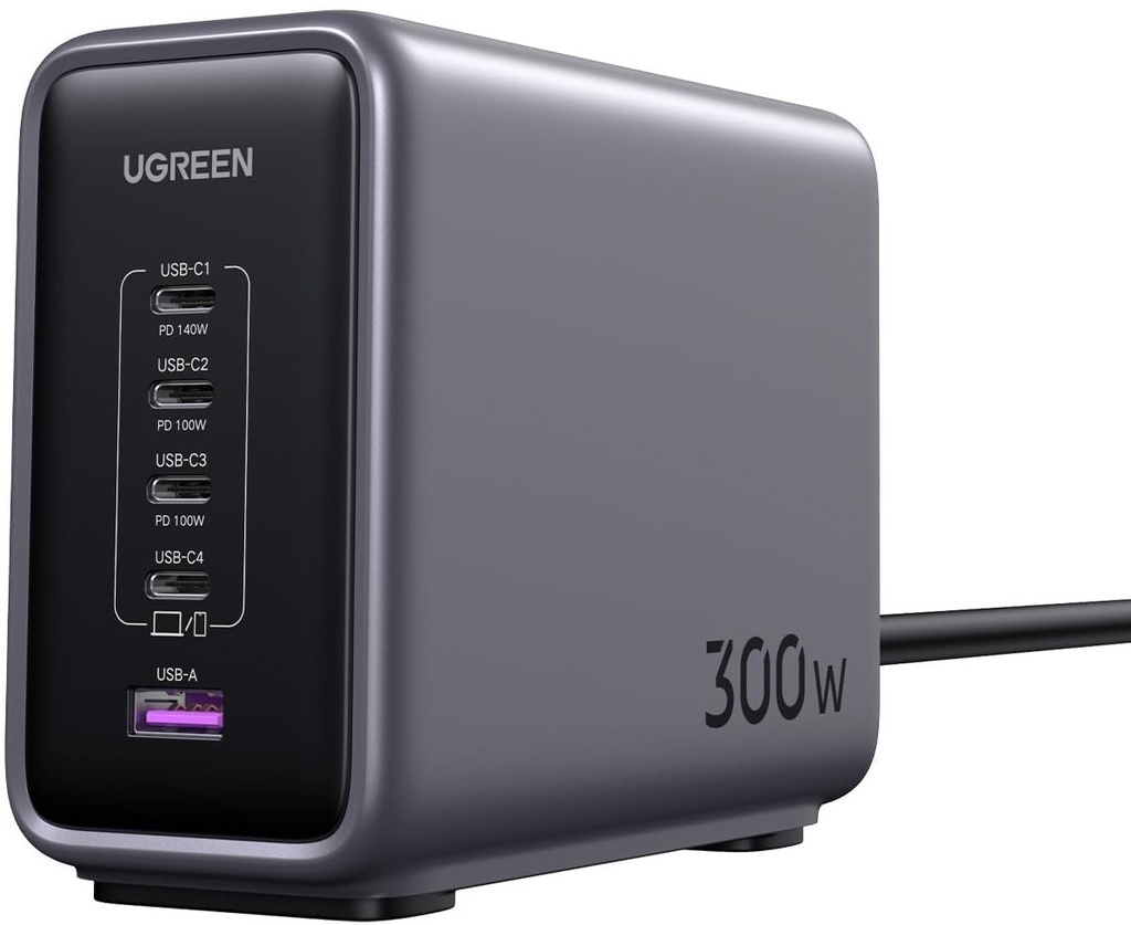 Ugreen 300W Usb C Charger, Nexode Gan 5 Ports Desktop Charging Station, 140W Max Single Port Pd3.1 