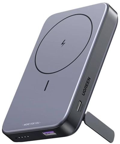 Ugreen Magsafe Power Bank 10000Mah 15W With Kickstand, Wireless Portable Charger With Pd 20W Usb-C Port, 22.5W Qc 3.0 Portr Magsafe(Grey)