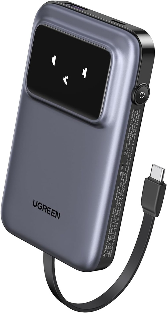 Ugreen 10000Mah Quick Charging Robot 30W Power Bank Build-In Usb-C 