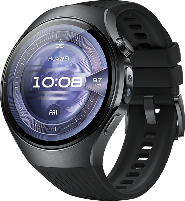 Huawei Watch 5 46MM LTE Black - Stainless Steel Case Black Fluoroelastomer Strap 