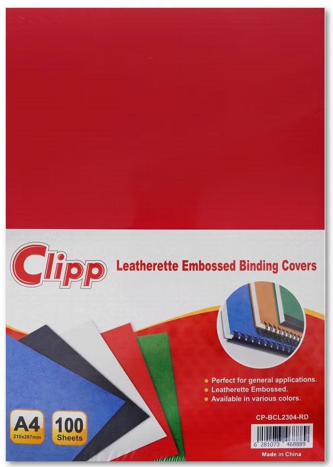 Cover Binding Leather 230 Gsm A4 Pk=100 Red