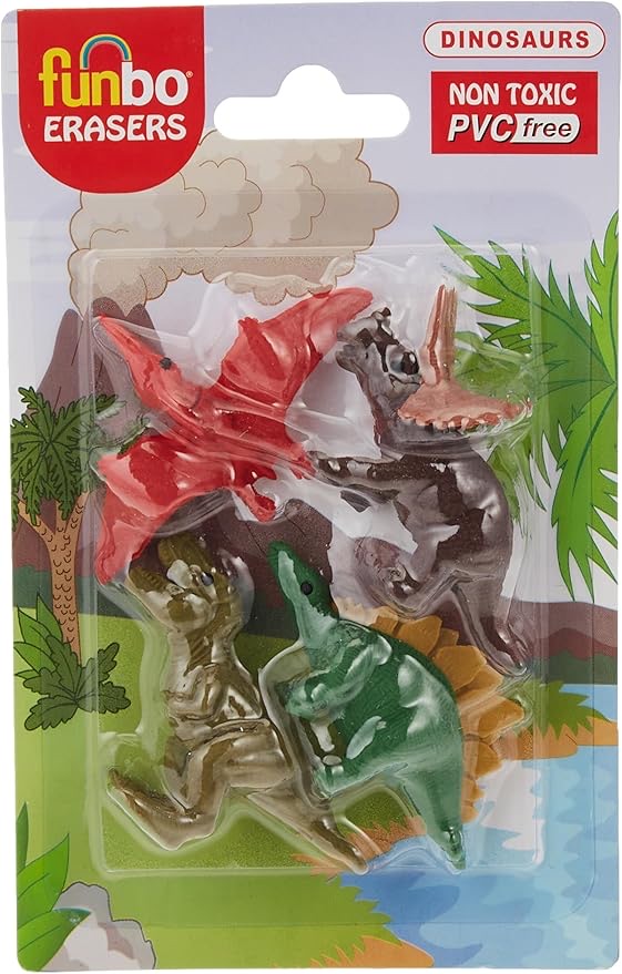3D Eraser In Blister Pack-Dinosaurs