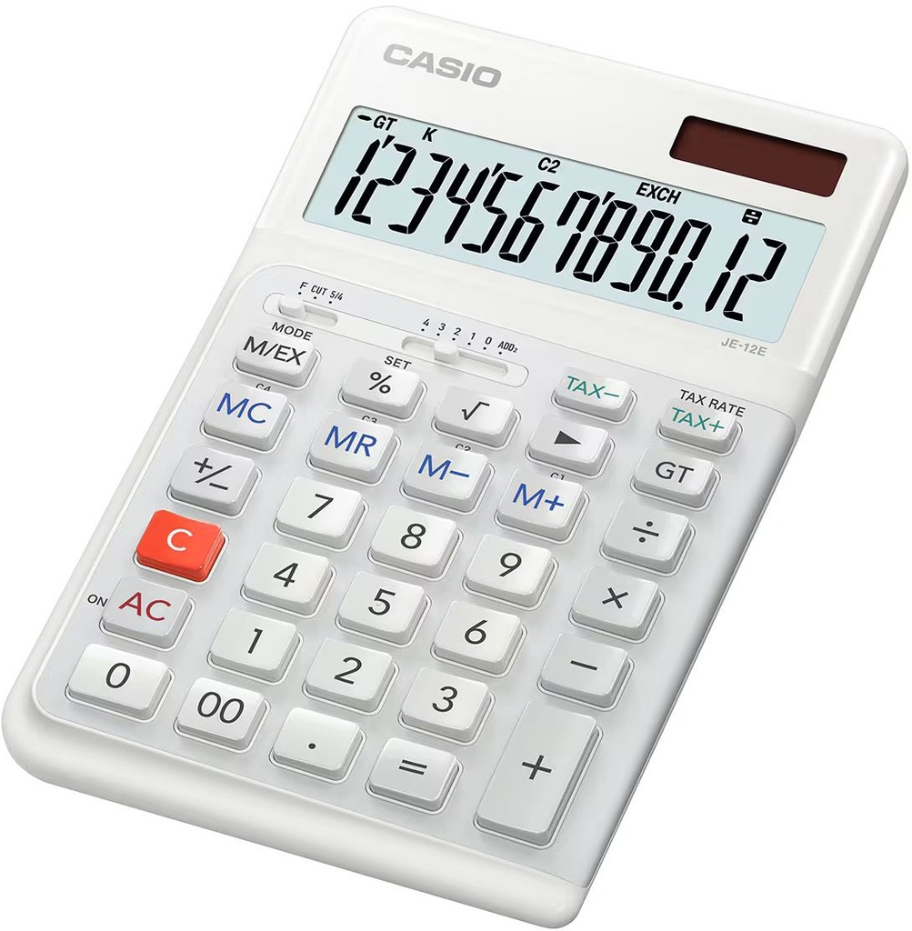 Calculator Desktop Ergonomic 12 Digits Casio White JE-12E-WE-W-DP