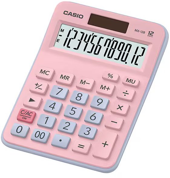 Calculator Basic Function Mini Desktop 12 Digits Pink Light blue MX-12B-PKLB-W-DC