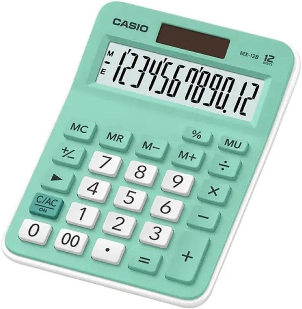 Calculator Basic Function Mini Desktop 12 Digits Green MX-12B-GN-W