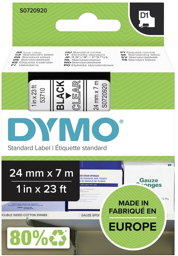 Dymo Tape 24Mmx7M Transparent D1