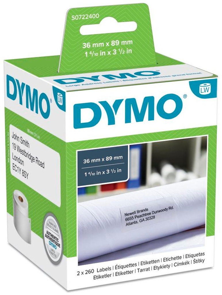 Dymo Address Label 89Mmx36Mm 2X260 Labels