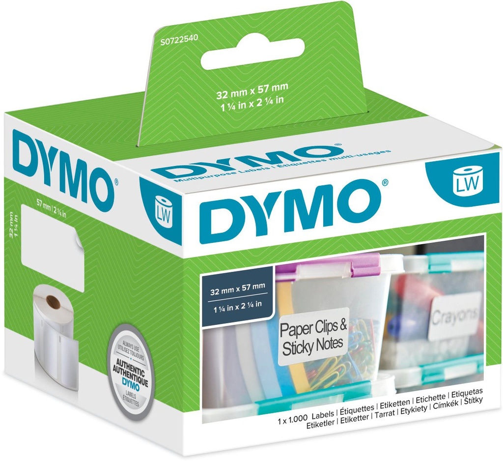 Dymo Multi Purpose 57Mmx32Xx 1000 Labels Wh