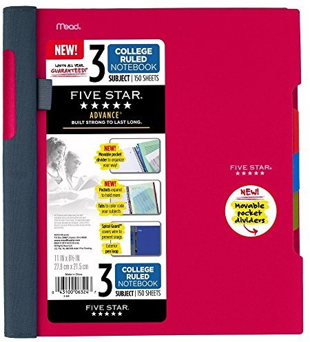 Five Star Spiral Advance Nb 3 Subject 150Shts 27.9X21.5Cm Assorted Cover