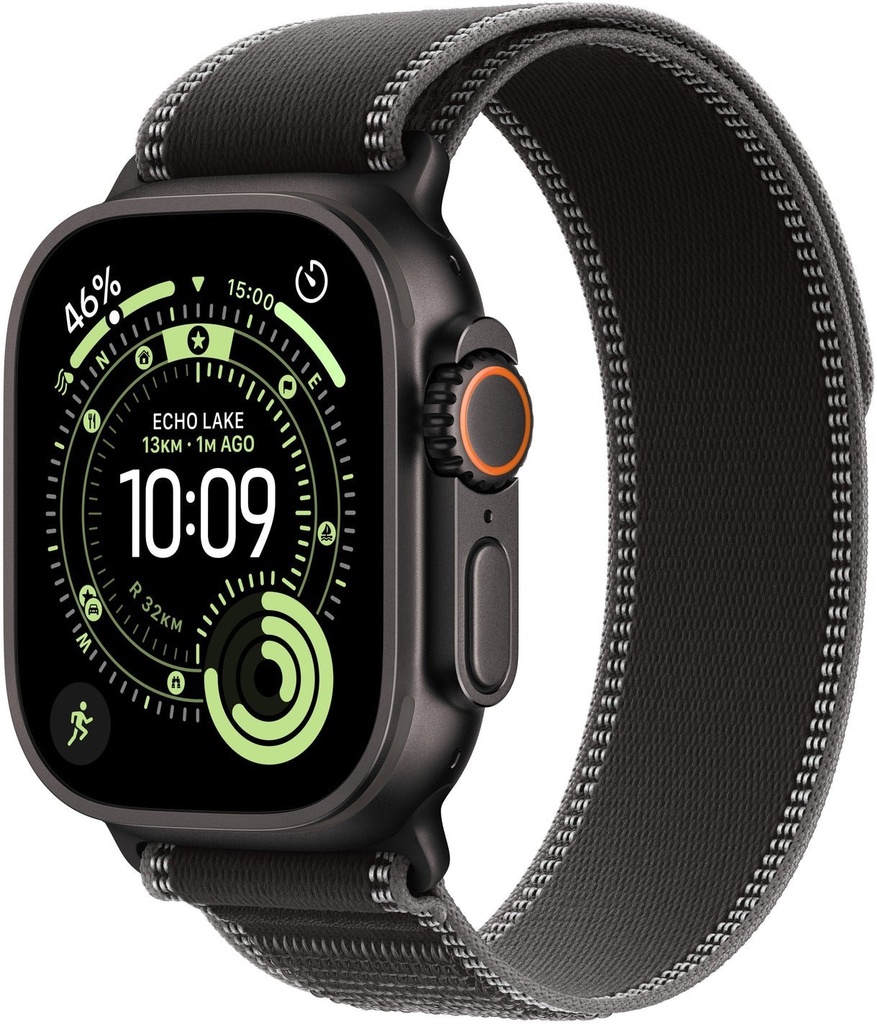 Apple Watch Ultra 3 GPS + Cellular 49mm Black Titanium Case with Black/Charcoal Trail Loop - M/L