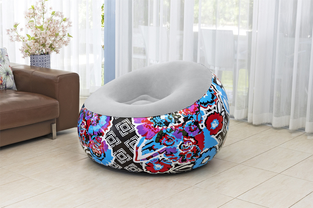 Bestway 44" x 44" x 26"/1.12m x 1.12m x 66cm Inflate-A-Chair Floral Air Chair