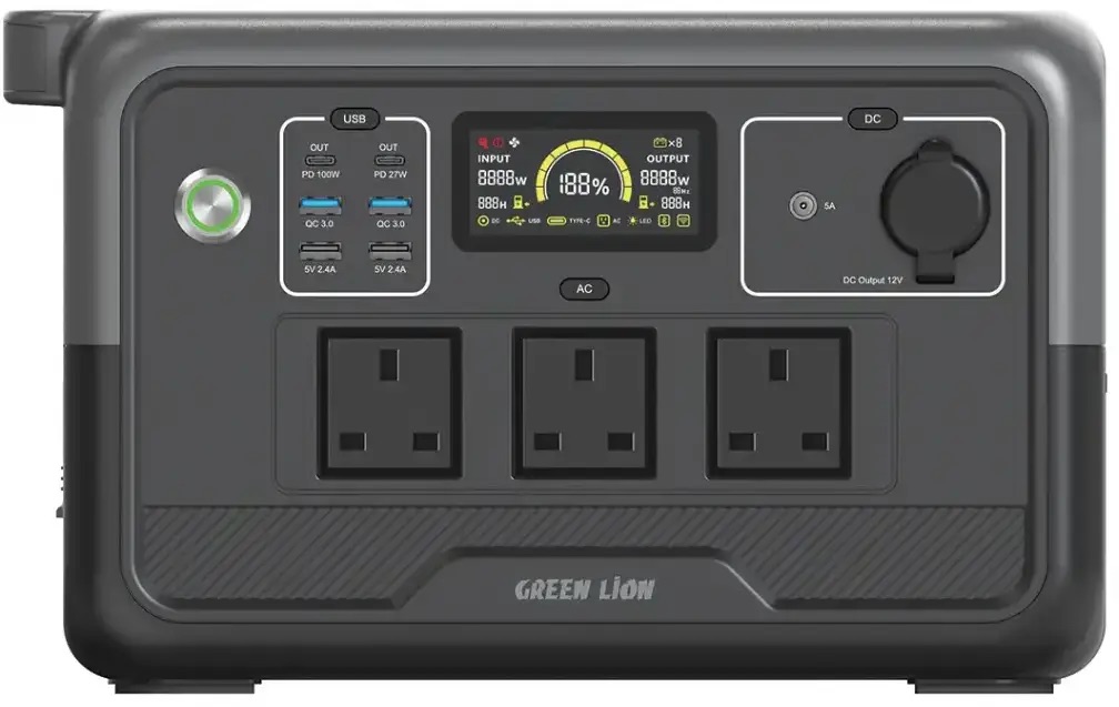 Green Lion Pgx800 Power Station - 768Wh 240000Mah 800W (Lifepo4) - Black,Black