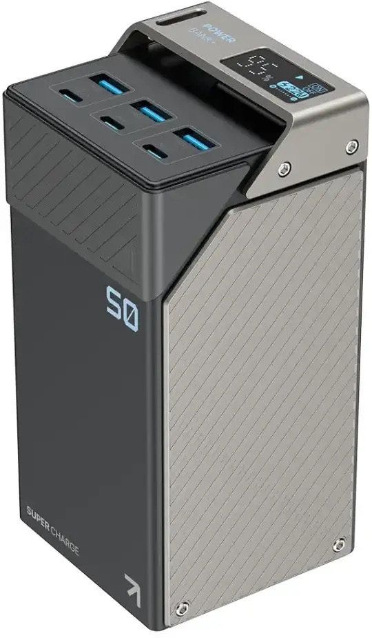 Powerology 50000Mah Power Bank 65W 3*Pd Type-C And 3*Pd,Ppbcha68-Bk,Black