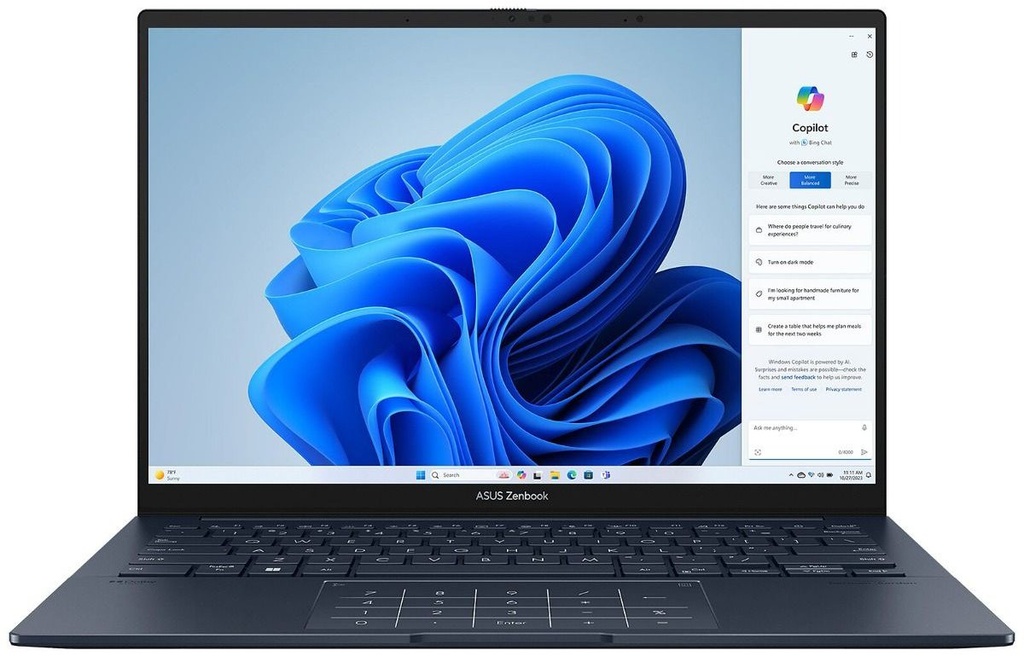 Asus Zenbook 14 OLED UX3405CA-PZ052W, 14 Inch 3K (2880 x 1800) OLED 16:10 aspect ratio, 16GB RAM, 1TB M.2 NVMe™ PCIe® 4.0 SSD, Windows 11 Home, Blue - U7MB1SS3BJ