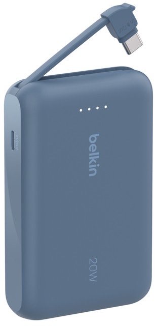 Belkin Boostcharge Power Bank 10K, Pd 20W With Usb-C Integrated Cab Blue 