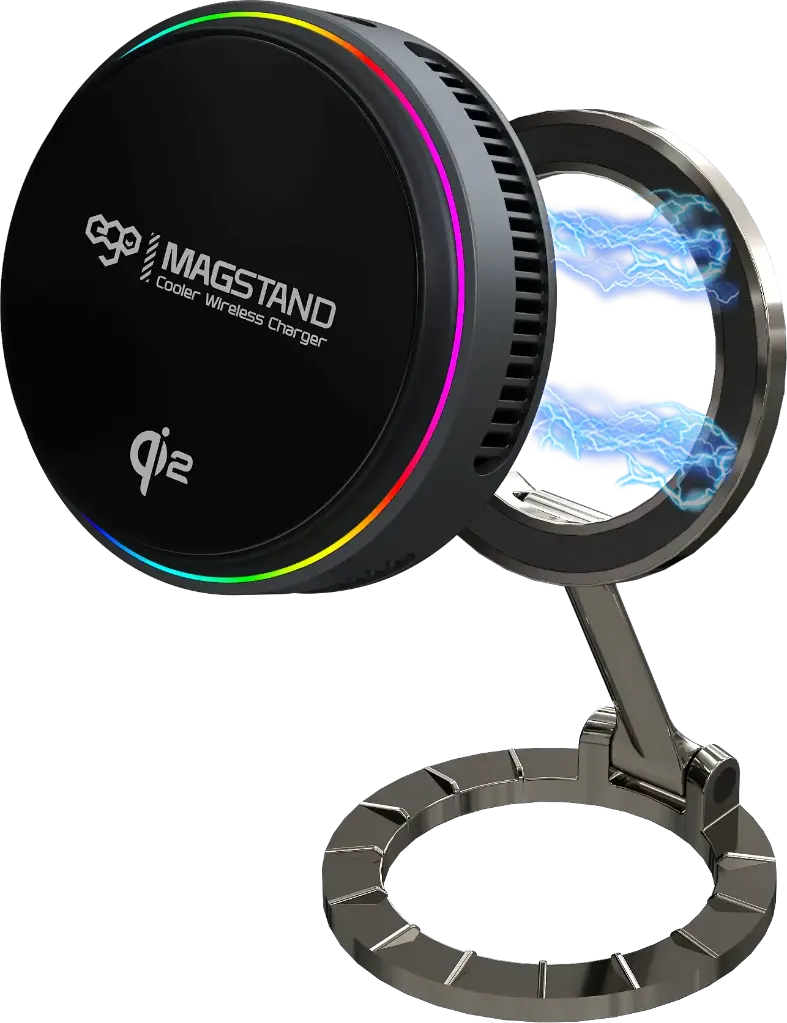 Ego Magstand3 @Semiconductor Cooling Double-Sided Magnetic Qi2 Charger Grey