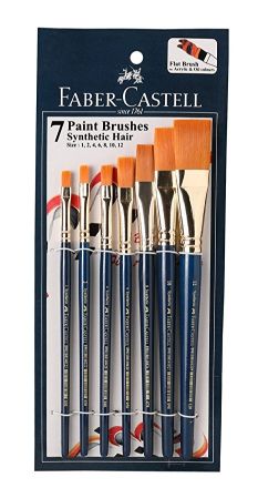 SYNTHETIC HAIR BRUSH FLAT ASSORTED 7Pcs