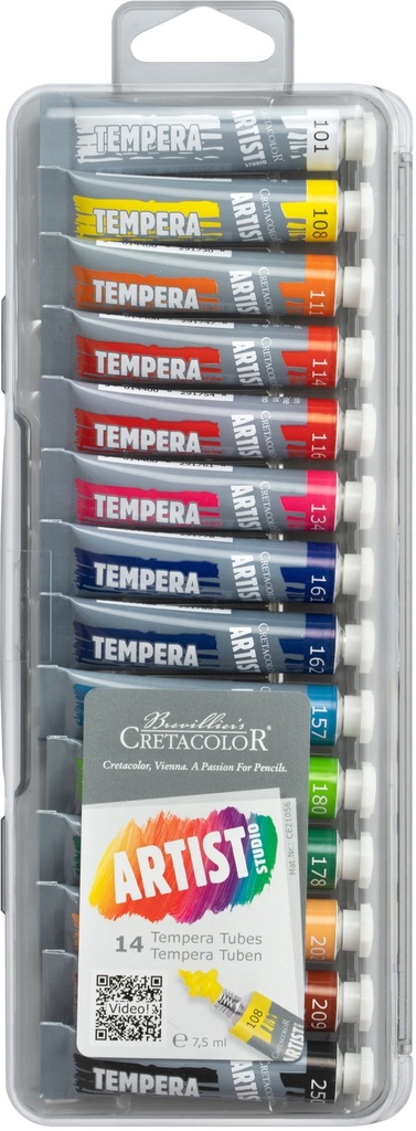 Tempera Color Set of 14 tubes (7,5 ml) Artist Studio Line - plastic box