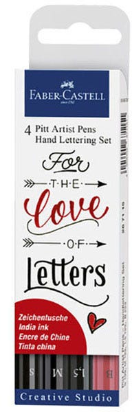 INDIA INK PITT ARTIST PEN LETTERING set of 4