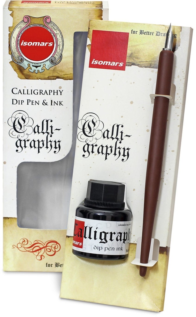 Dip Pen Wooden Holder & 35ml. Balck Ink