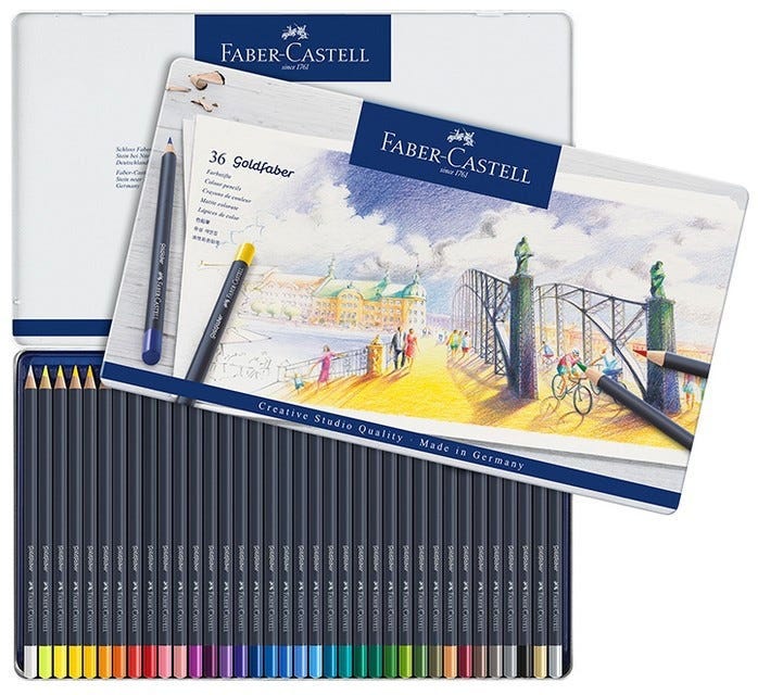 Colour Pencil Perm. Goldfaber Tin Of 36