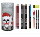 Tattoo Sketching Set Of 14 Pcs, Tin Box